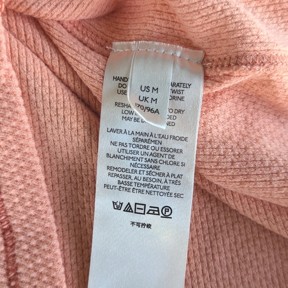 Free People In The Mix Orange Sherbet Cuff Detail Waffle Thermal Knit Top - Picture 8 of 13